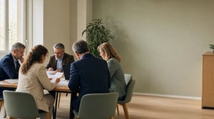 Tavolo riunione plenaria commissione esami di Stato con documenti e luce naturale