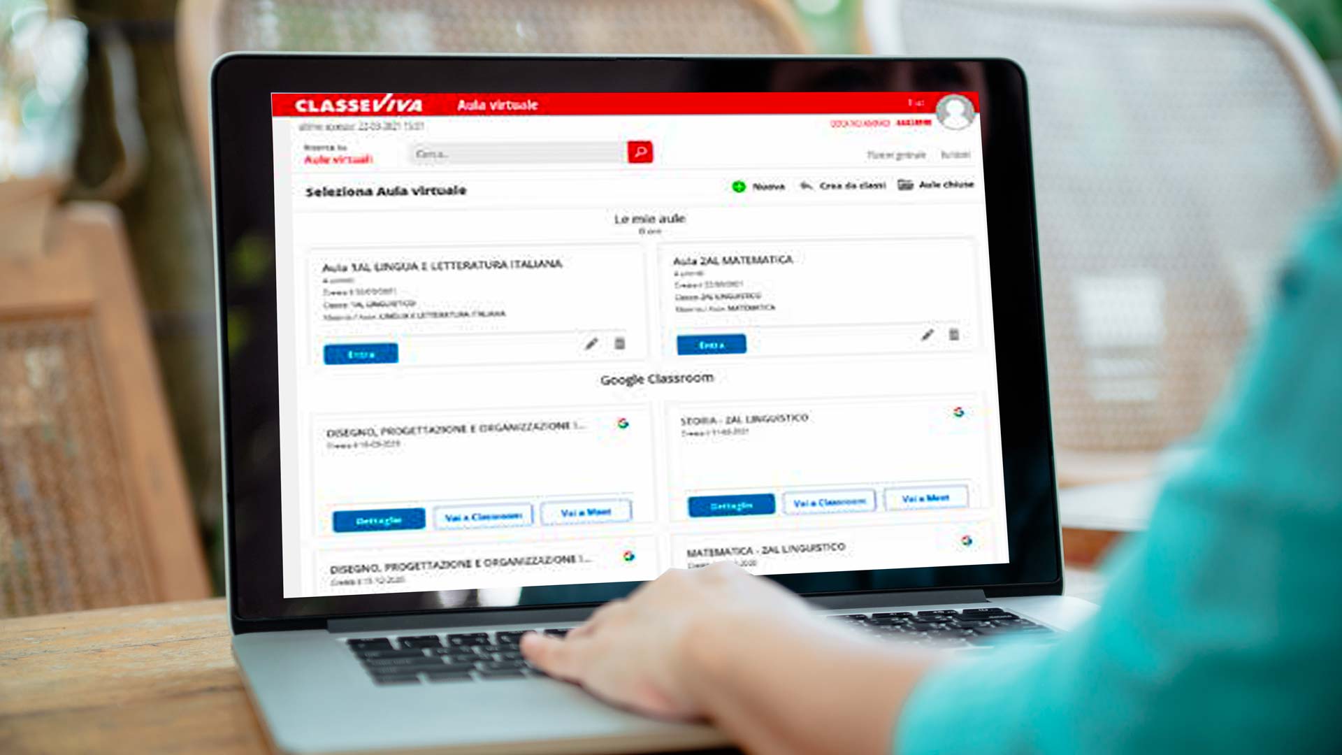 Aule Virtuali Plus: ambiente della classe virtuale