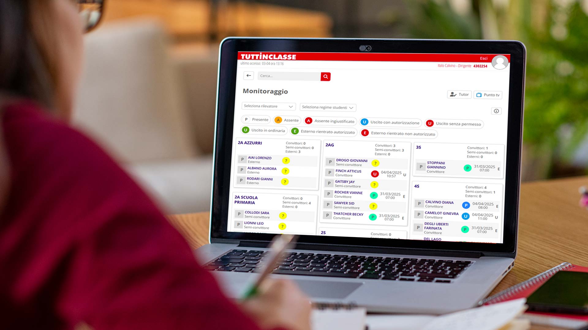 Convitti: dashboard dei movimenti degli studenti