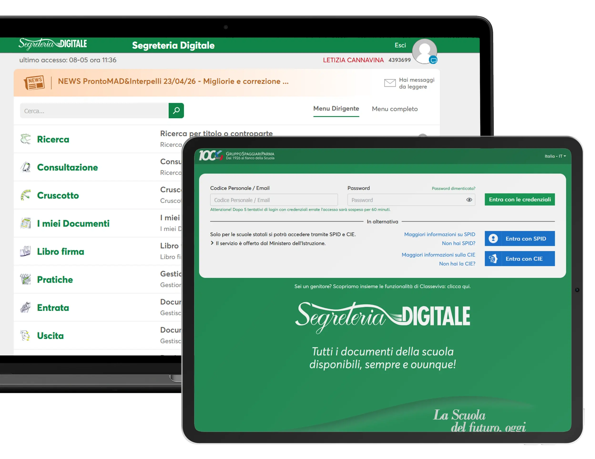 Segreteria Digitale: la piattaforma su desktop e mobile