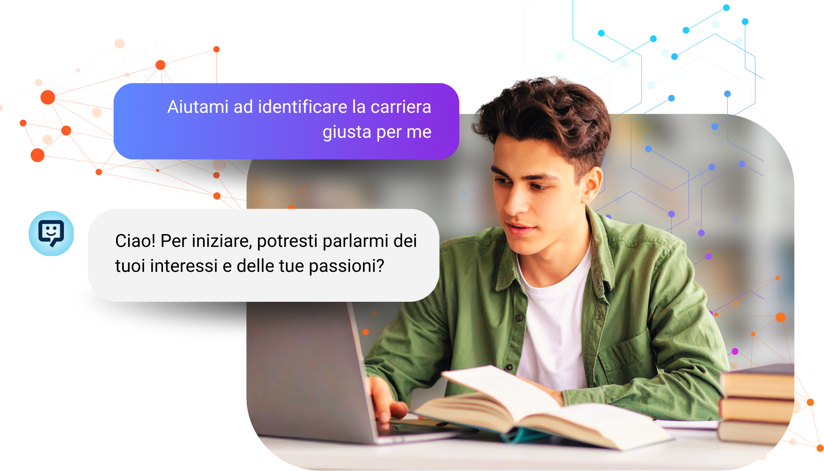 Studente che dialoga con l’IA di Jobiri per scegliere il proprio percorso