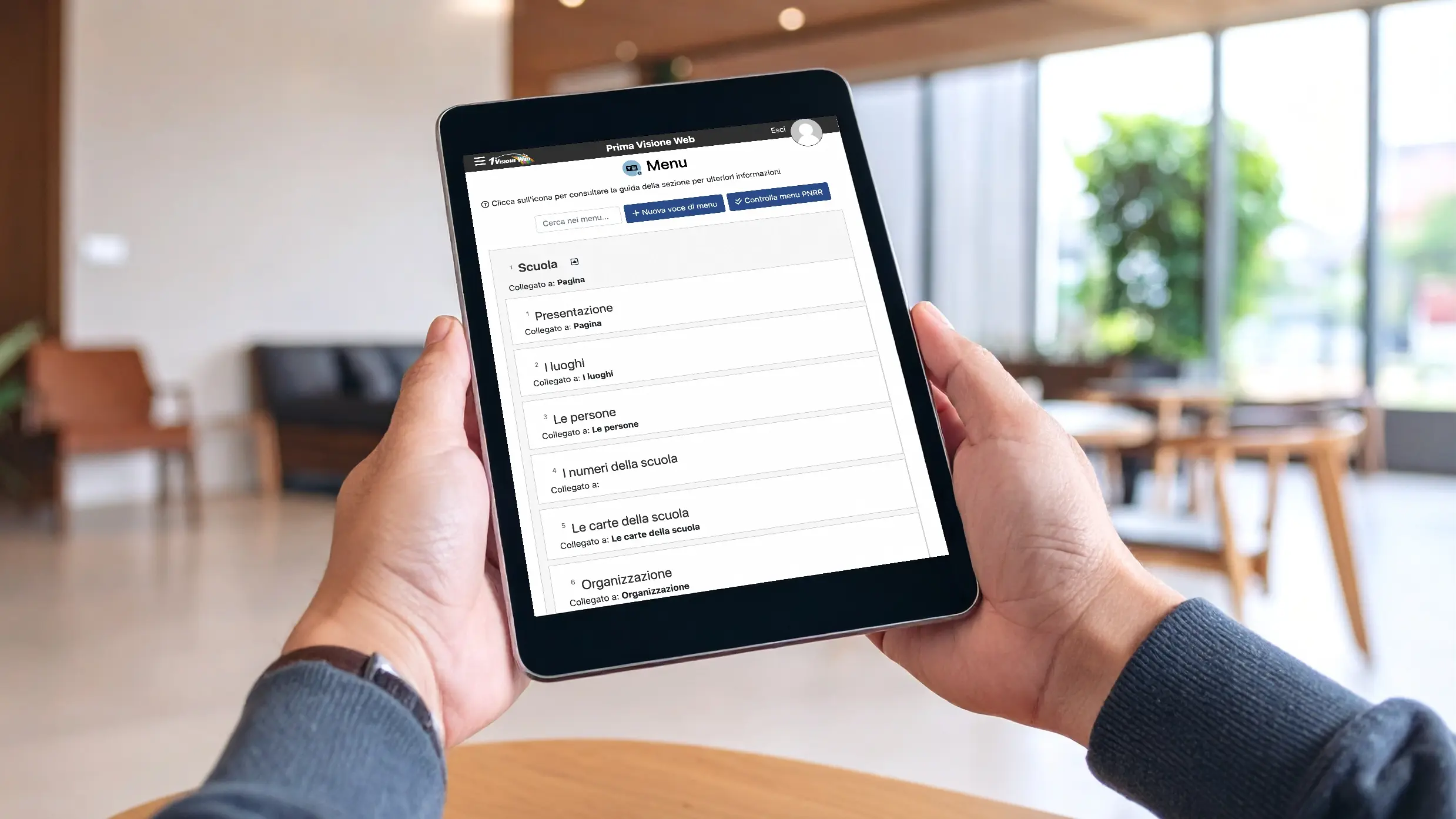 Prima Visione Web: il sito istituzionale della scuola su tablet
