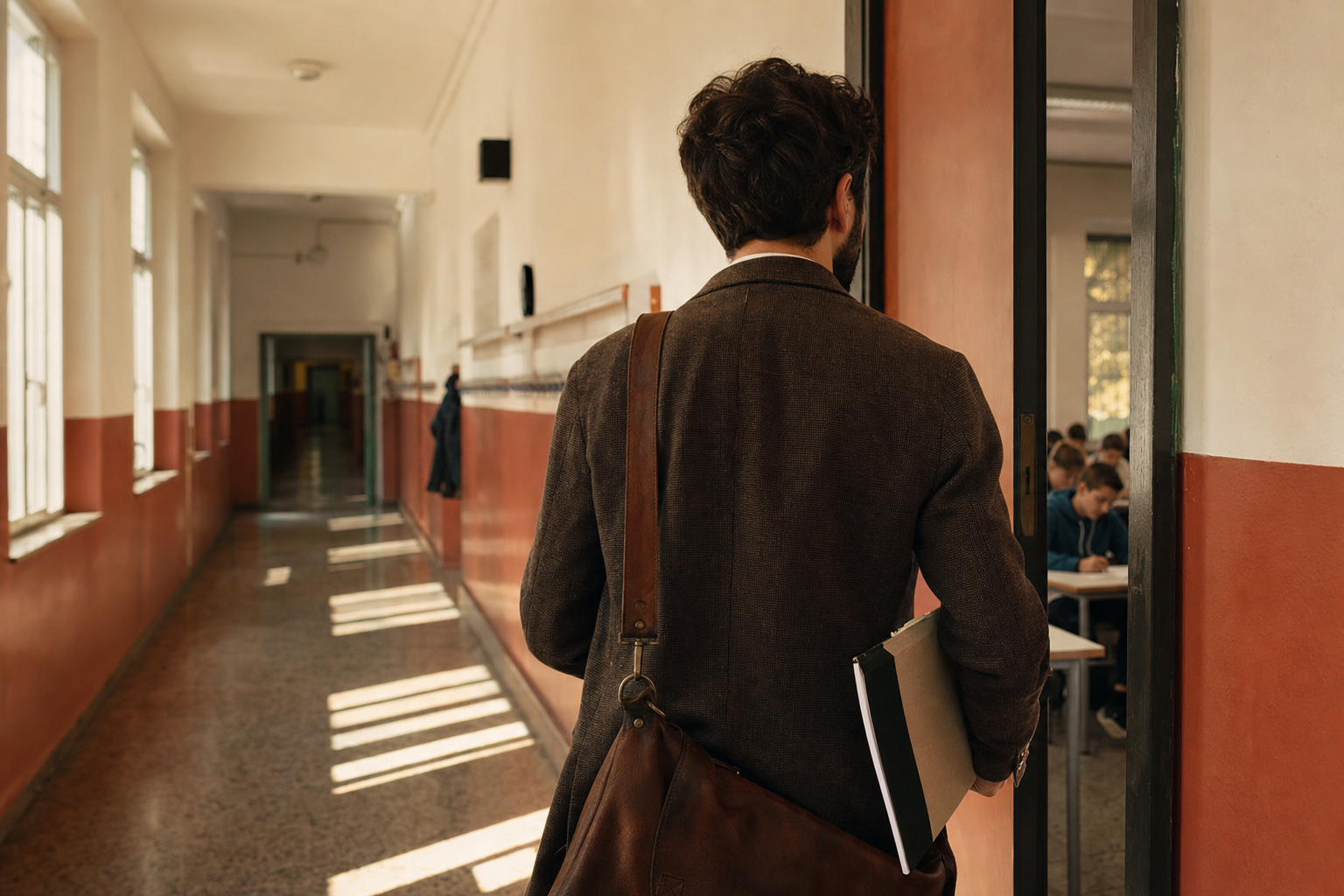 Docente supplente che entra in classe