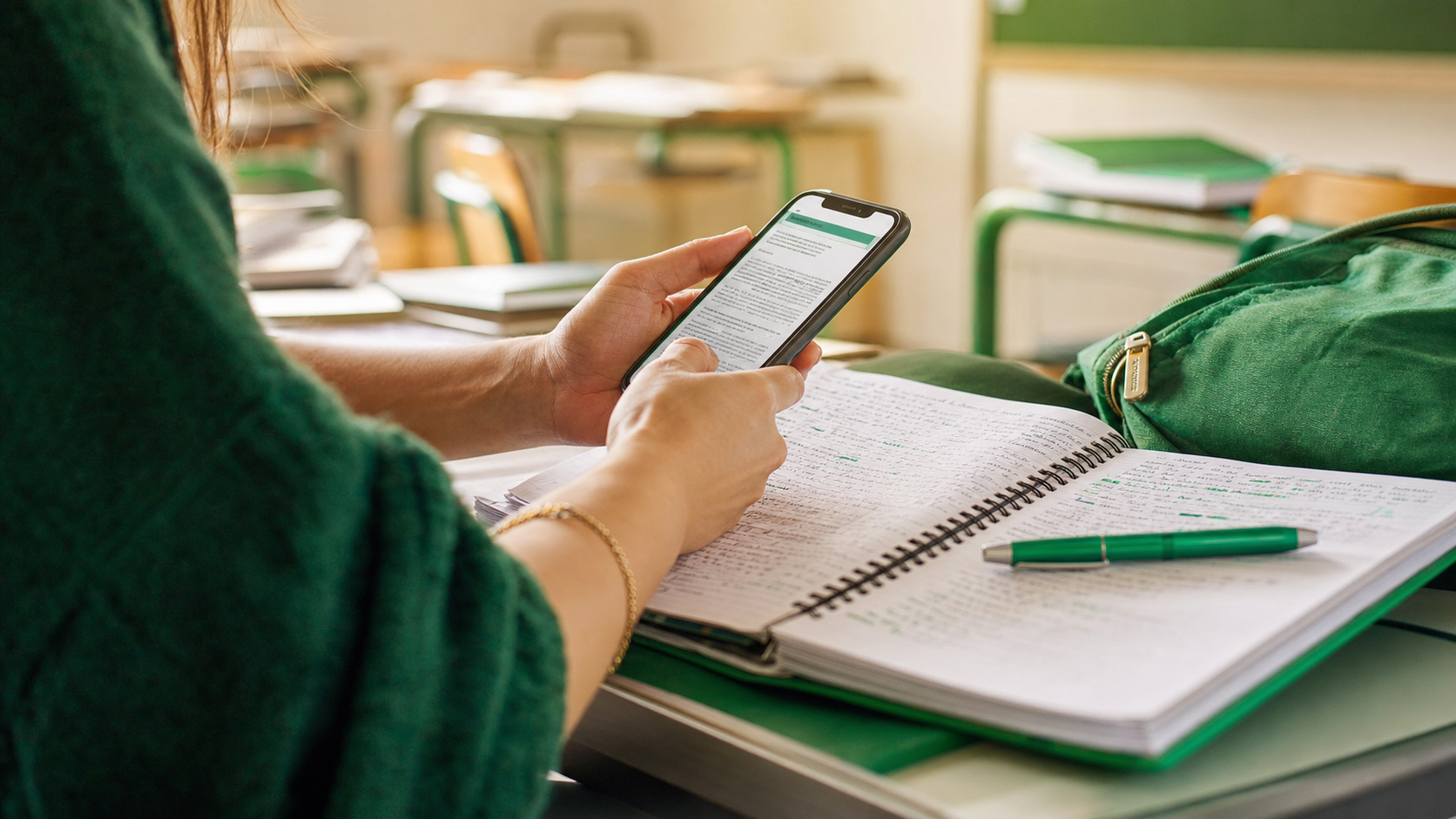Docente supplente consulta bollettino nomine USP su smartphone con taccuino di annotazioni sulle 150 preferenze GPS 2026/27